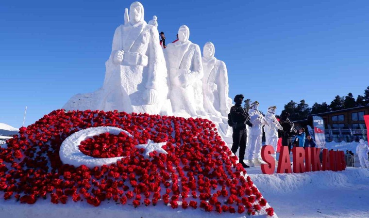 Sarıkamışta kardan heykellerinin açılışı yapıldı