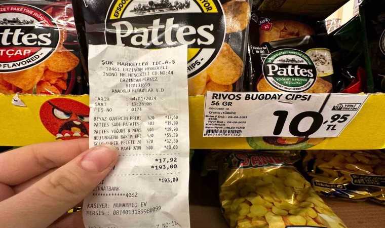 ŞOK marketin rafında cips 10,95, kasada 19,90 TL