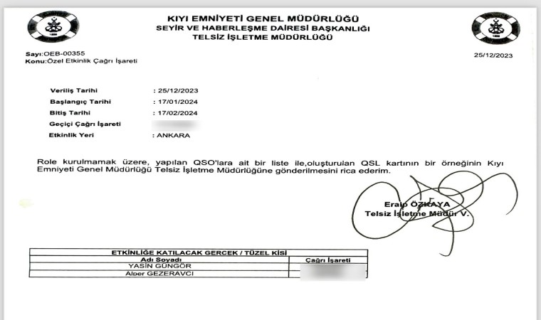 Uzaydan milli çağrı işareti ile Yozgat ve Elazığa iletişim