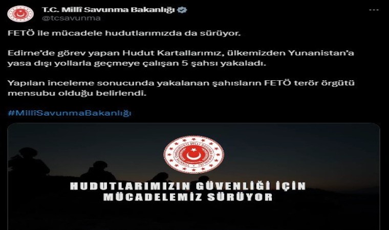 Yunanistana kaçmaya çalışan 5 FETÖ üyesi yakalandı