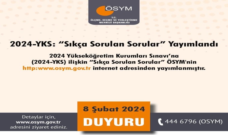 2024-YKSde Sıkça Sorulan Sorular yayımlandı