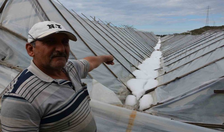 Alanyada dolu yağışında seraları zarar gören üreticiye naylon desteği verilecek