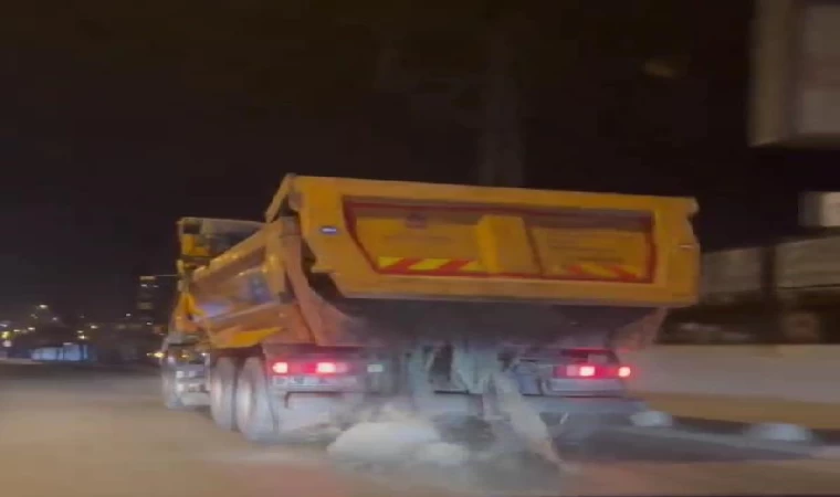 Arnavutköy’de yola moloz dökerek ilerleyen kamyon şoförü yakalandı 