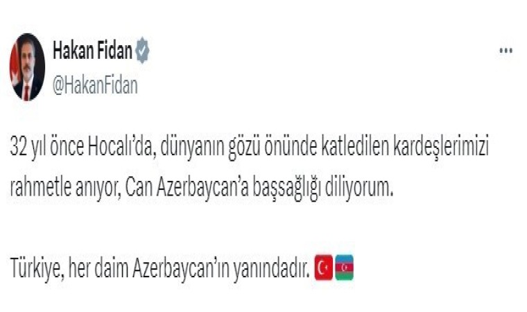 Bakan Fidandan Hocalı Katliamı mesajı