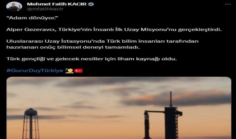 Bakan Kacır: “Adam dönüyor”