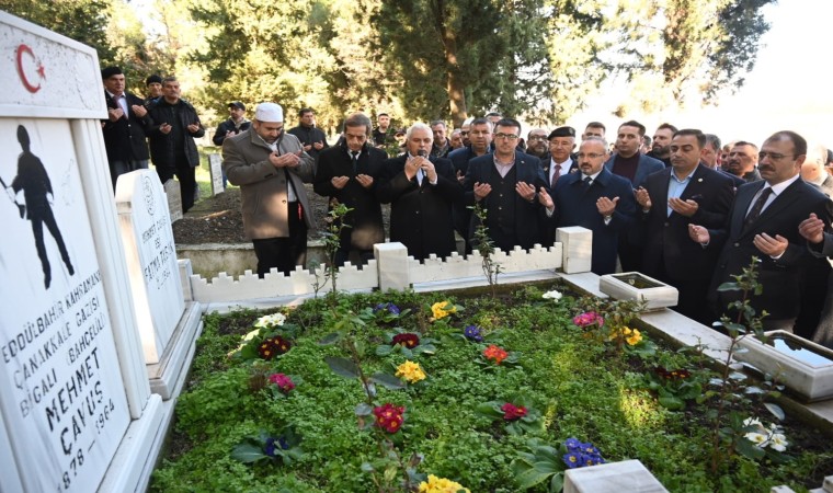 Çanakkale Zaferinin kahramanlarından Bigalı Mehmet Çavuş kabri başında anıldı