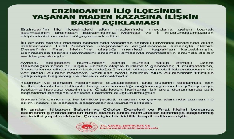 Çevre, Şehircilik ve İklim Değişikliği Bakanlığı: Fırat Nehrinde kirlilik tespit edilmedi