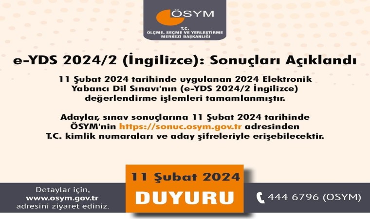 e-YDS İngilizce sonuçları açıkladı