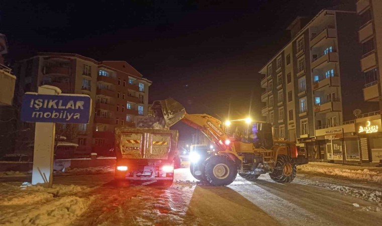 Ercişte kar yığınları kamyonlarla taşınıyor