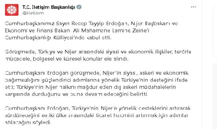 Erdoğan, Nijer Başbakanı ve Ekonomi-Finans Bakanı Zeine’yi kabul etti (2)