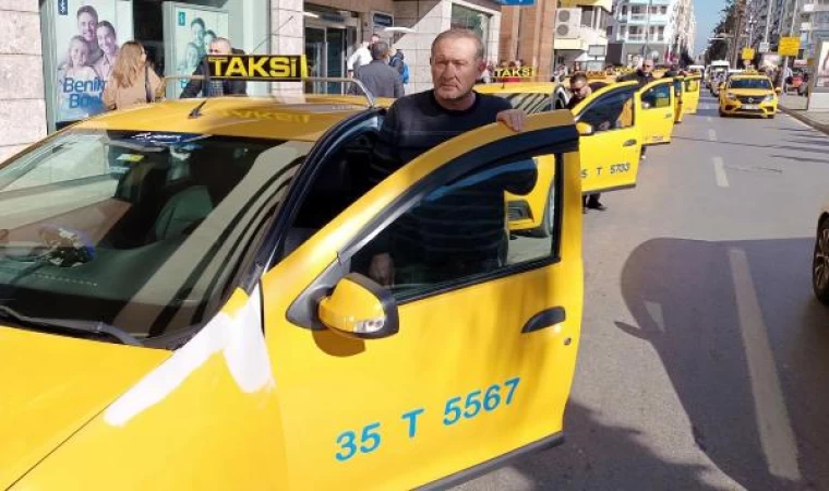 İzmir’de taksicilerden ’Kabin istiyoruz’ yürüyüşü