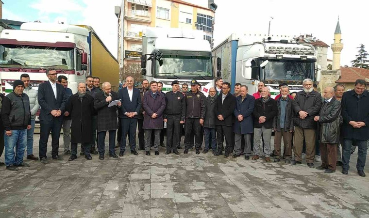 Karamandan Filistine 4 yardım tırı dualarla uğurlandı