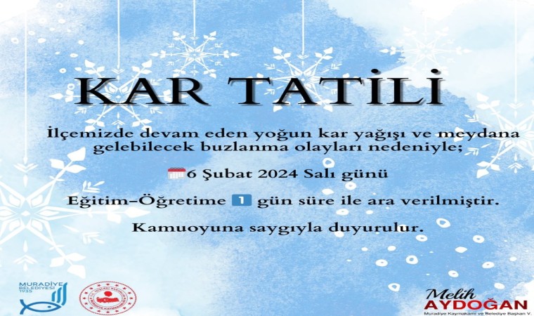 Muradiyede eğitime kar tatili