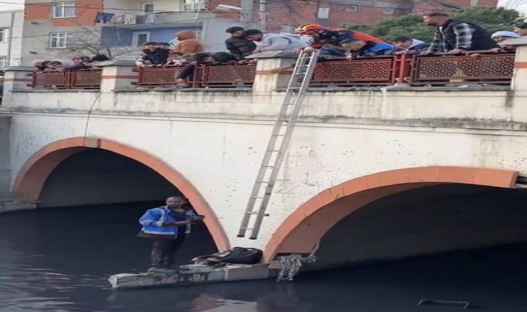 Polisten kaçmaya çalışırken derede mahsur kaldı