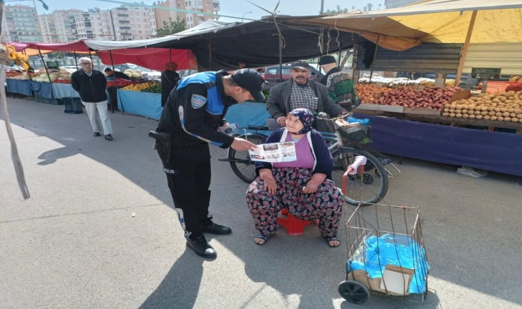 Polisten pazar esnafına ve vatandaşlara “dolandırıcılık ve hırsızlık” uyarısı