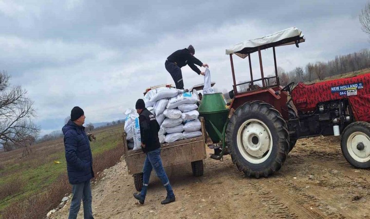 Simavda bin dekar mera alanında gübreleme çalışması