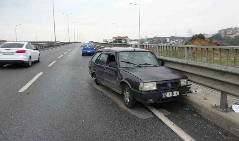 Tekeri çıkan otomobil bariyere çarptı: 1 yaralı