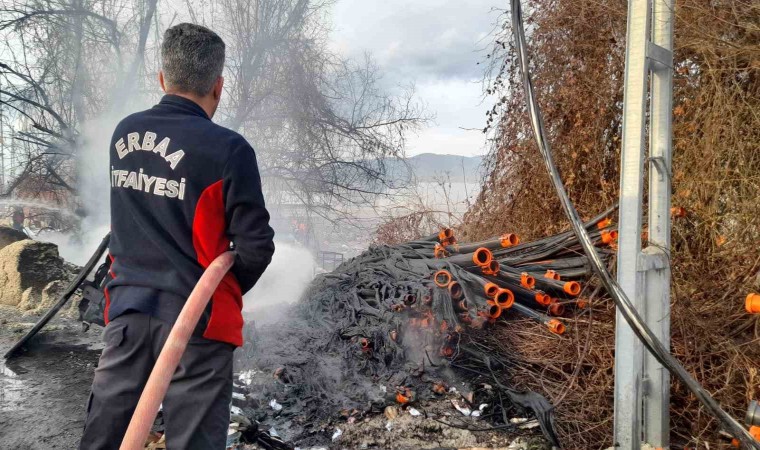 Tokatta bahçede çıkan yangın şantiyeye sıçradı