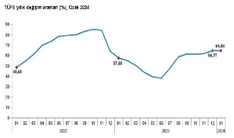 TÜİK: Ocak ayı enflasyonu yüzde 6,7