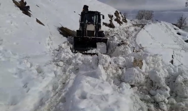 Yüksekovadaki köy yollarında karla mücadele çalışması devam ediyor