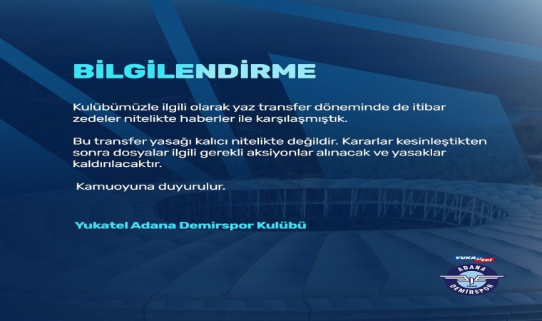 Adana Demirspordan transfer yasağı açıklaması