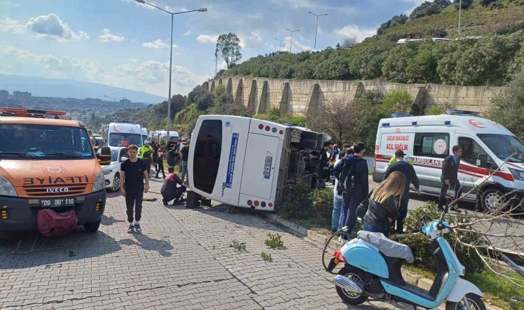 Aydında şehiriçi yolcu minibüsü devrildi, çok sayıda kişi yaralandı