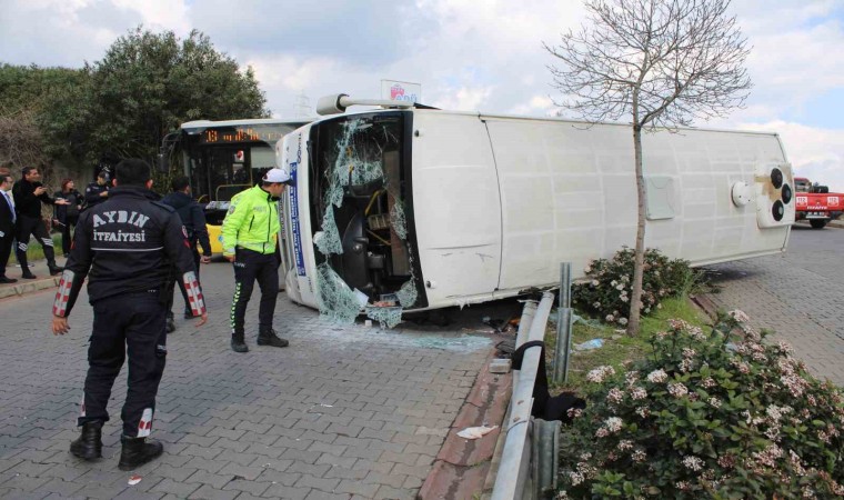 Aydında yolcu minibüsü devrildi: 28 yaralı