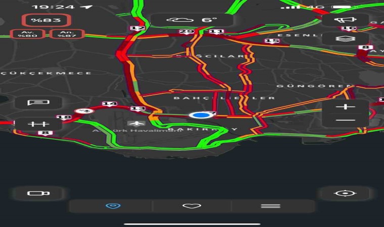 İstanbulda akşam saatlerinde trafik yoğunluğu yüzde 83e ulaştı