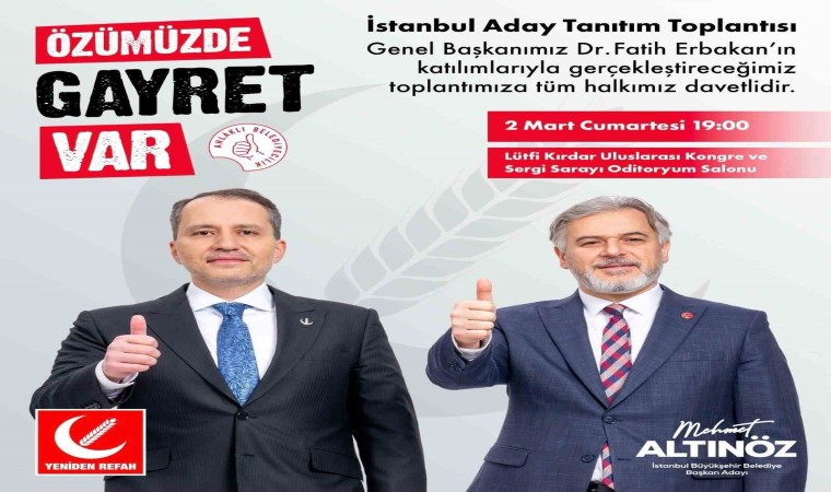 Yeniden Refah Partisi İstanbul Büyükşehir Adayı Mehmet Altınöz, projelerini açıklayacak