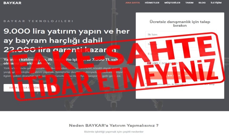 Baykardan yatırım dolandırıcılığına karşı uyarı: “Halka açık bir şirket olmayan Baykar, hiçbir zaman yatırım teklifinde bulunmamaktadır”