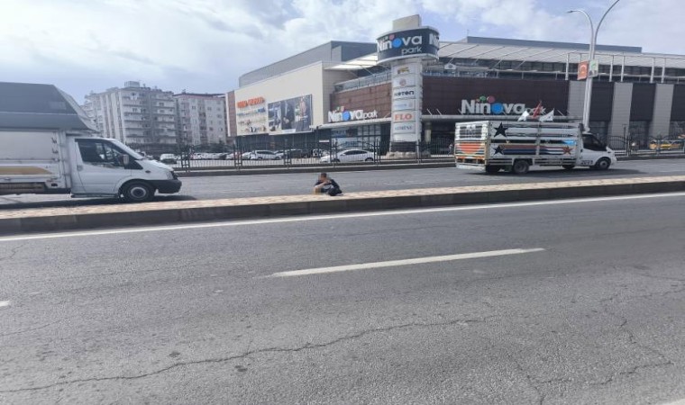 Diyarbakırda Ninova Park AVM önünde canını hiçe sayan şahıs yolun ortasına tuvaletini yaptı