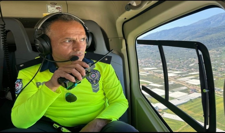 Fethiyede bayram öncesi helikopterli trafik denetimi