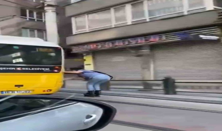 Patenli gencin yürekleri ağza getiren yolcuğu kamerada