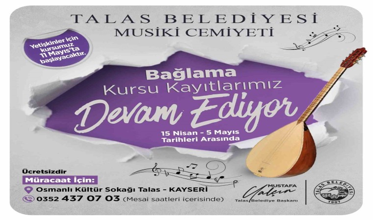 Talas Musiki Cemiyetinde bağlama kursu