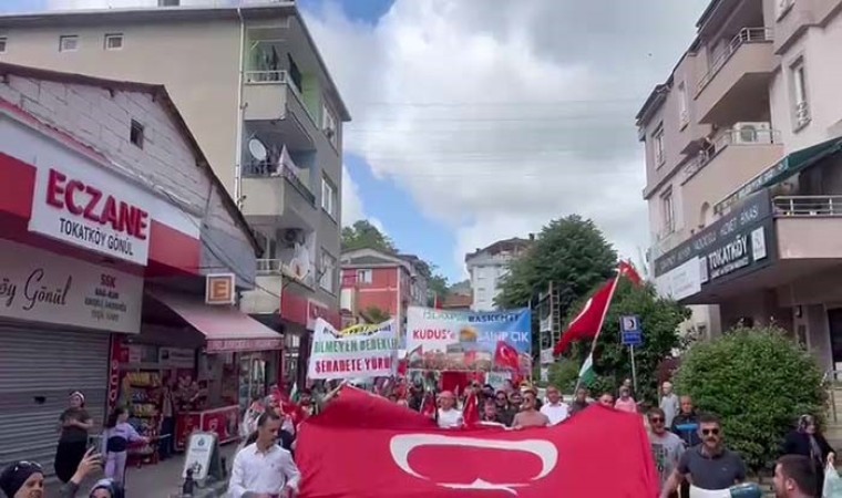 Beykozlu yüzlerce vatandaş Filistin için yürüdü