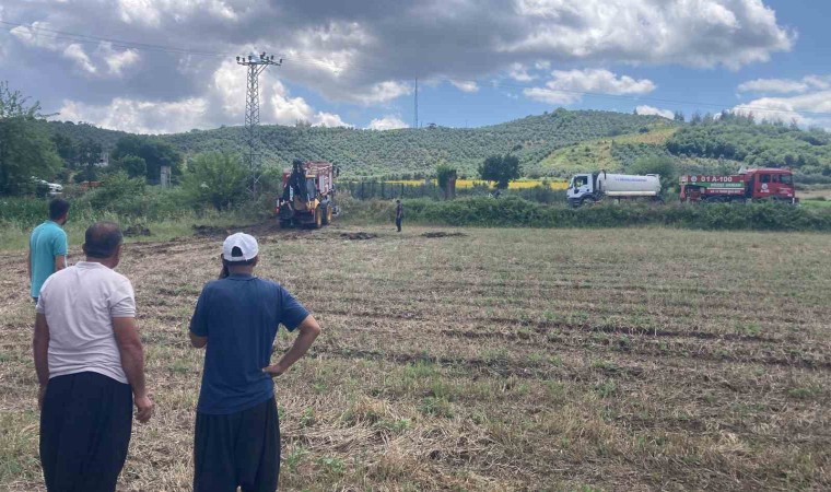 Osmaniyede buğday tarlasında yangın çıktı