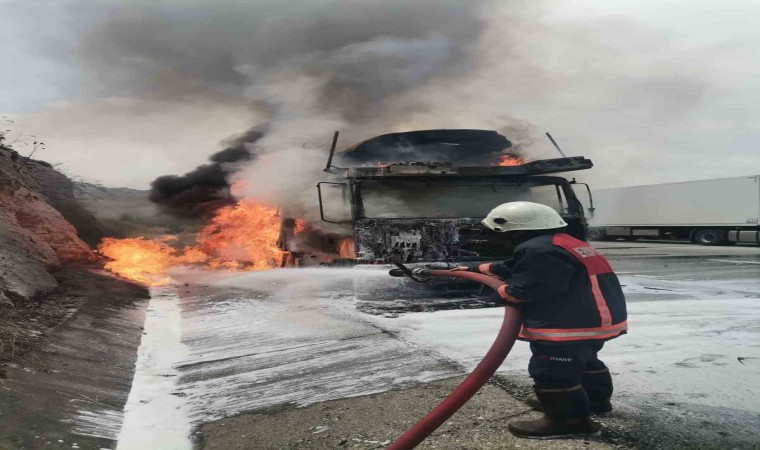 Tarsusta yanan tırda yüklü 7 sıfır araç yandı