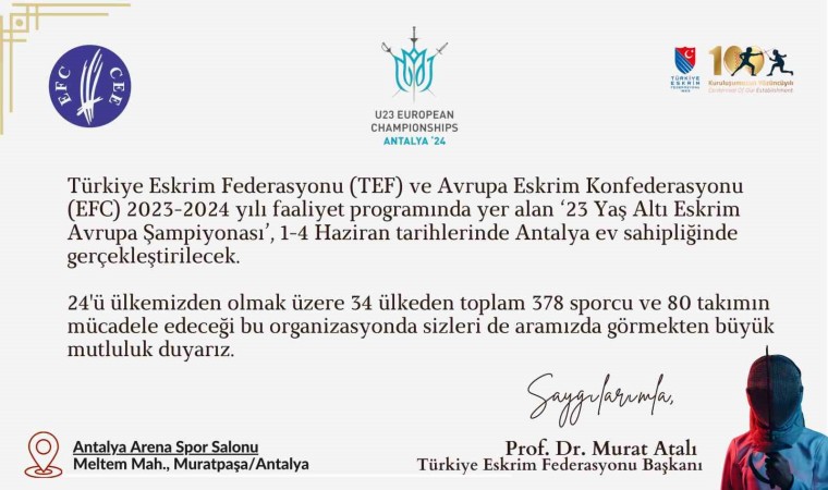 U23 Eskrim Avrupa Şampiyonası Antalyada başlıyor