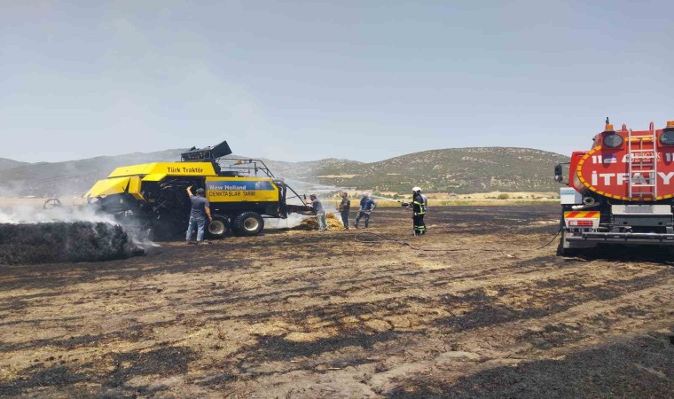 Burdurda balya makinesinden çıkan yangında 9 dekarlık arazi kül oldu