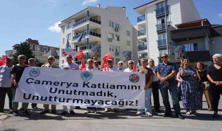 Çamerya katliamı unutulmadı: Yunanistanın Edirne Konsolosluğu önüne siyah çelenk bırakıldı