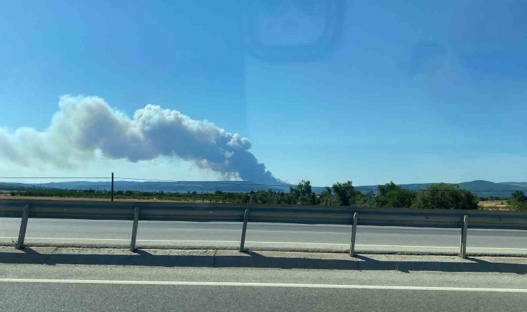 Çanakkalede orman yangını, gemi trafiği askıya alındı