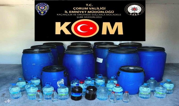 Çorumda 3 bin litre kaçak içki ele geçirildi