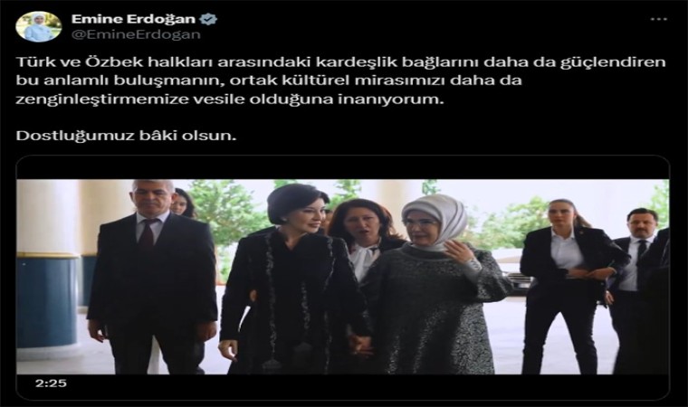 Emine Erdoğandan Ziroat Mirziyoyeva ile Millet Kütüphanesini ziyaretine ilişkin paylaşım