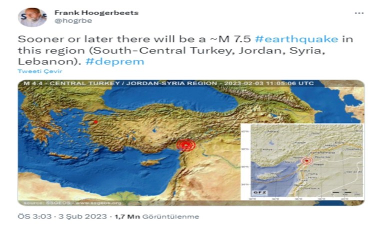 Hoogerbeetsten yeniden uyarı: Tokat ve Hatayda deprem beklentisi