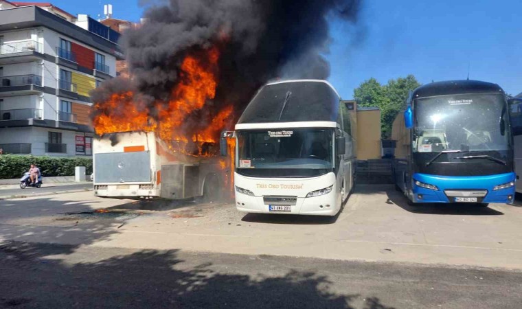 Kocaelide iki yangın: 3 otobüs ile geri dönüşüm tesisi yandı