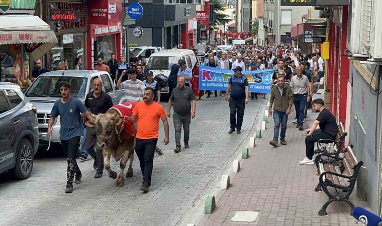 43. Kafkasör Festivali boğalı kortej yürüyüşüyle başladı