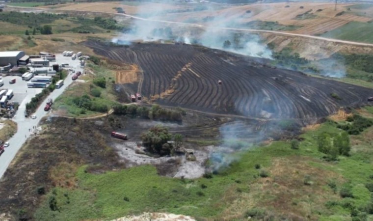 Arnavutköyde otluk alanda çıkan yangın tarım arazisine sıçradı