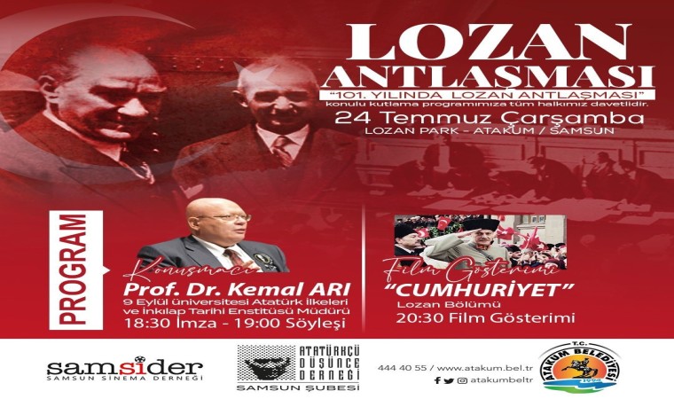 Atakum Belediyesinden Lozanın 101. yıl dönümüne özel program