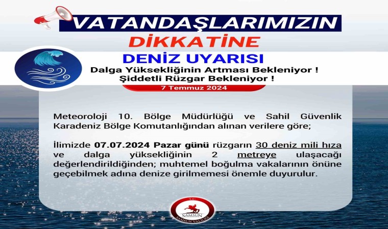 Dalga yüksekliğinin 2 metreyi bulduğu Samsunda denize girmeyin uyarısı