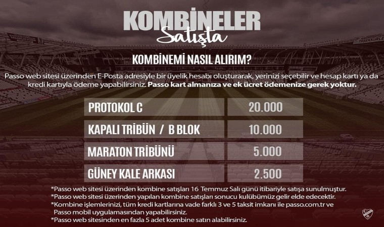 Elazığsporda kombine biletler satışa çıktı